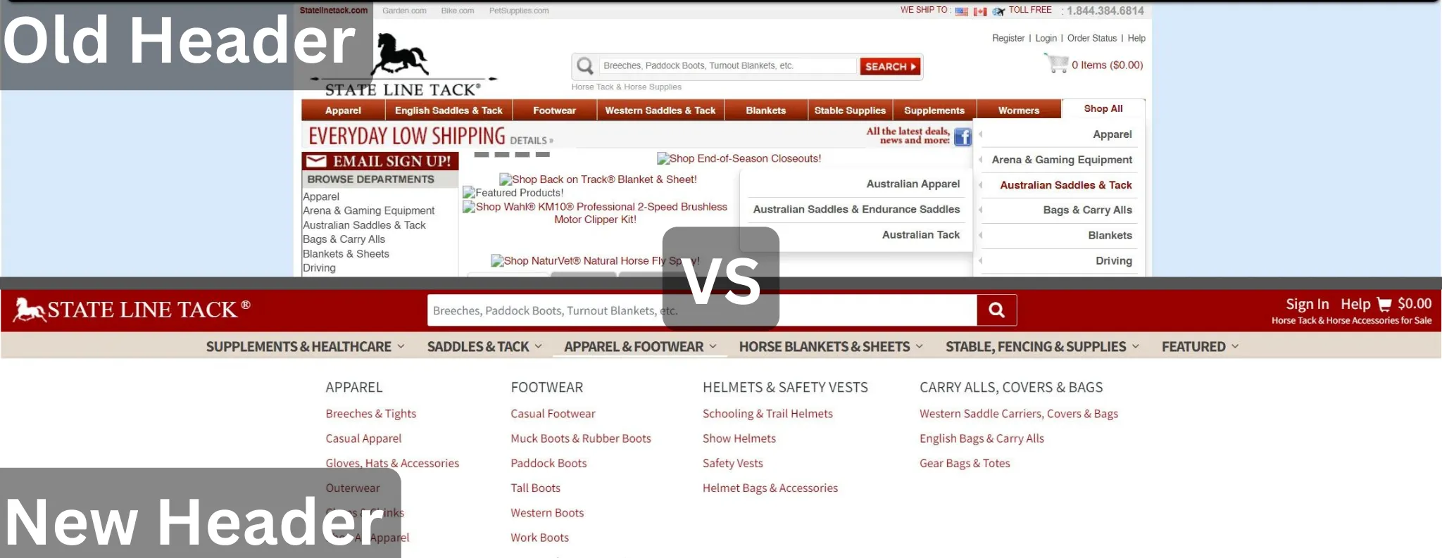 custom ecommerce website header conversion